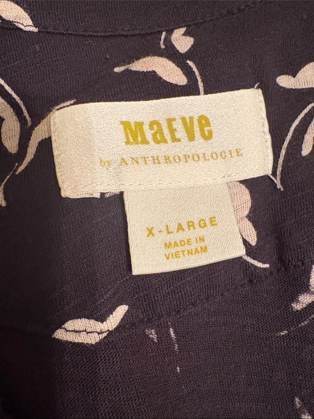Maeve Black Mini Dress with Cream Leaf or Butterfly Motif XL Anthropologie - Picture 4 of 7
